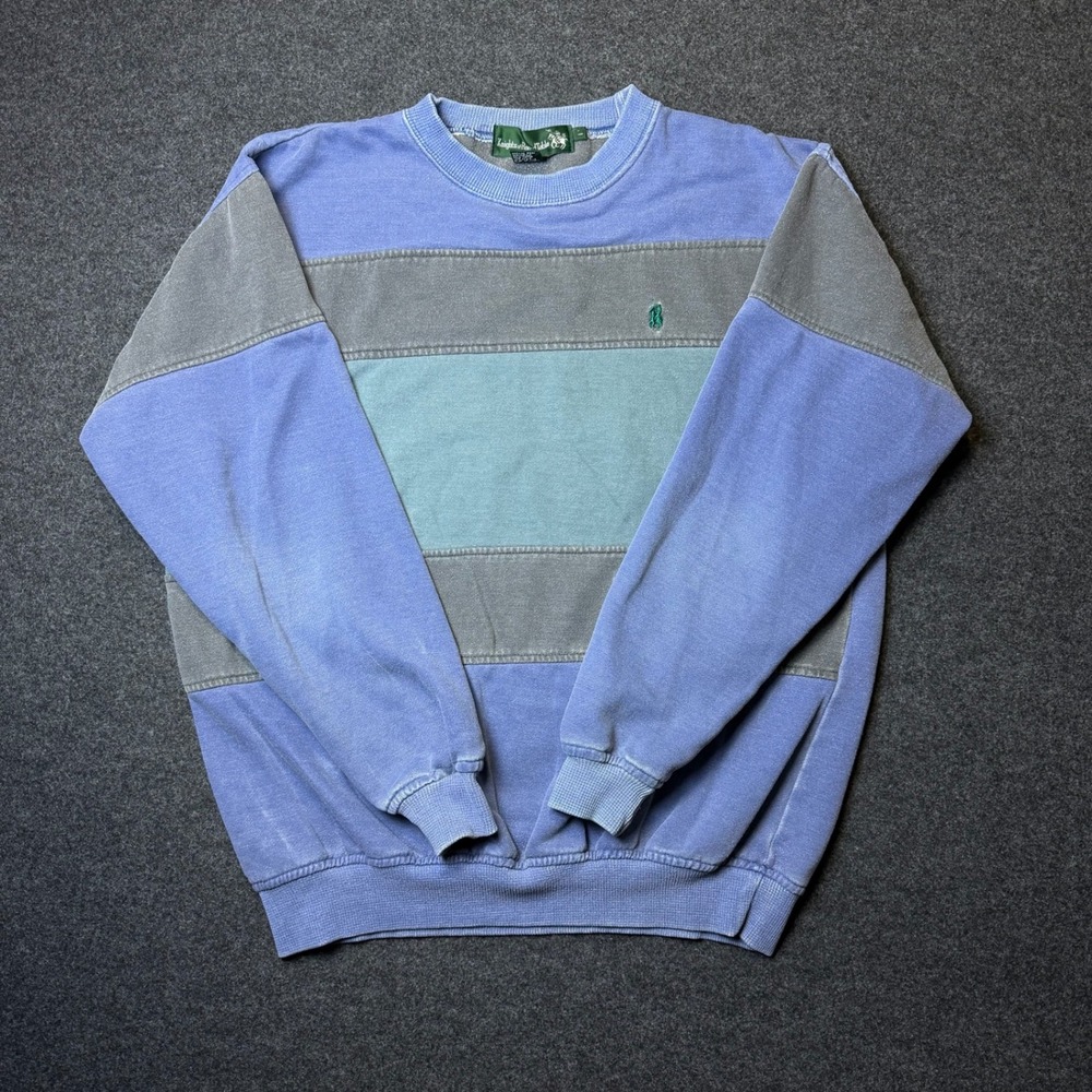 Vintage Knights of Round Table Sweatshirt Mens L Blue Rugby Crewneck Logo